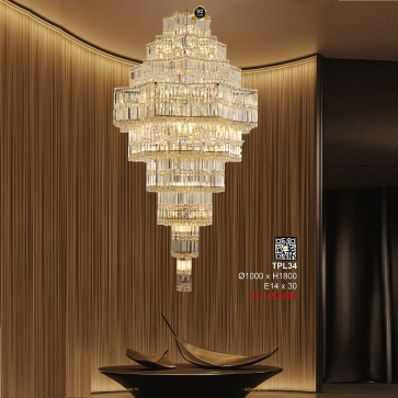 TPL34: Đèn thả thông tầng Phale - KT: Ø1000mm x H1800mm - Bóng đèn E14 x 30 bóng