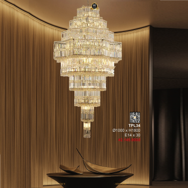 TPL34: Đèn thả thông tầng Phale - KT: Ø1000mm x H1800mm - Bóng đèn E14 x 30 bóng