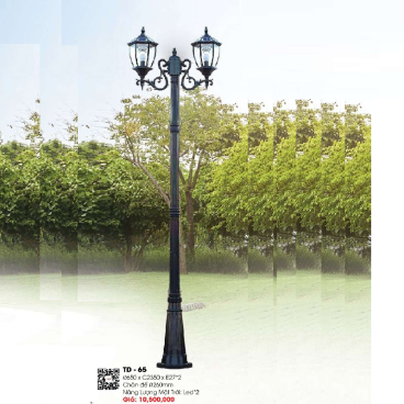 TD - 65: Đèn trụ sân vườn sử dụng NLMT + Điện lưới