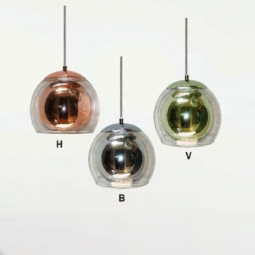 TT20H/B/V: Đèn thả đơn ( màu Hồng/Bạc/vàng) - KT: Ø200mm - Đèn E27 x 1 bóng