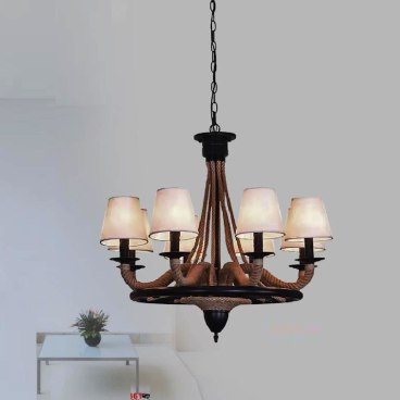 TTK36: Đèn chùm thả Cafe 6 tay - KT: Ø800mm - Bóng đèn E14 x 8 bóng