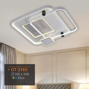 AD - OT 2165: Đèn ốp trần LED Mica vuông - KT: L500mm x W500mm - - Đèn LED
