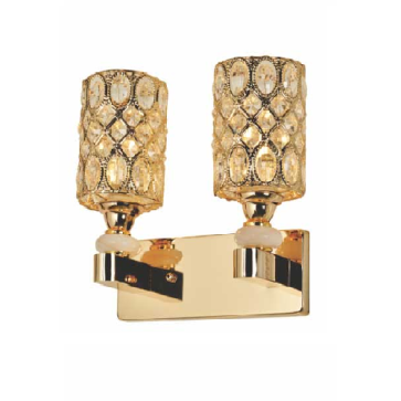 EU - V - 464: Đèn gắn tường đôi, chao hợp kim xi vàng đính đá - KT: L300mm x W130mm x H250mm - Bóng đèn E27 x 2