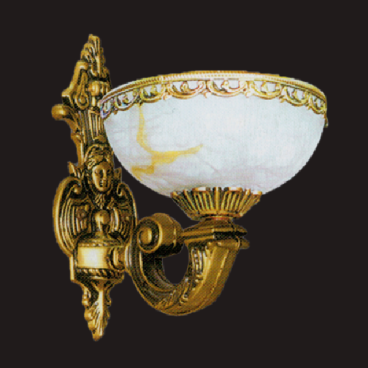 E - V - 47: Đèn gắn tường, chao thủy tinh - KT: L250mm x  H300mm - Đèn chân E27 x 1 bóng