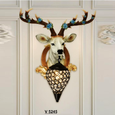 SN - V 5245: Đèn gắn tường 1 bóng hình đầu Hưu -  KT: Ø450mm x H590mm - Đèn chân E27 x 1 bóng