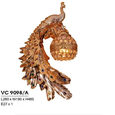 HF - VC  9098/A: Đèn gắn tường 1 bóng, hình Chim Phụng - KT: L260mm x  W190mm x H460mm - Đèn  E27 x 1 bóng