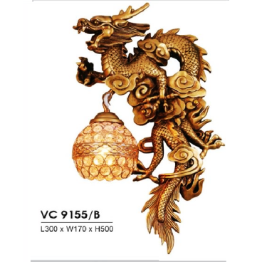 HF - VC  9155/B: Đèn gắn tường 1 bóng, hình Rồng  - KT: L300mm x  W170mm x H500mm - Đèn  E27 x 1 bóng