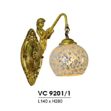 HF - VC 9201/1: Đèn gắn tường 1 bóng - KT: L140mm x H280mm - Đèn chân E27 x 1 bóng