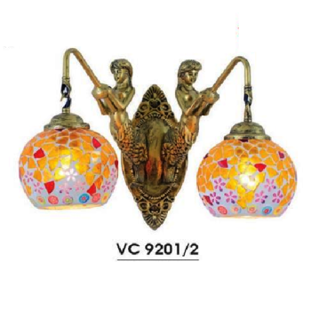 HF - VC 9201/2: Đèn gắn tường đôi - KT: L350mm x H280mm - Đèn chân E27 x 2 bóng