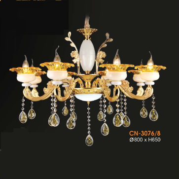 VE - CN - 3076/8: Đèn chùm nến 8 tay - KT: Ø800mm x H650mm - Đèn nến chân E14 x 8 bóng