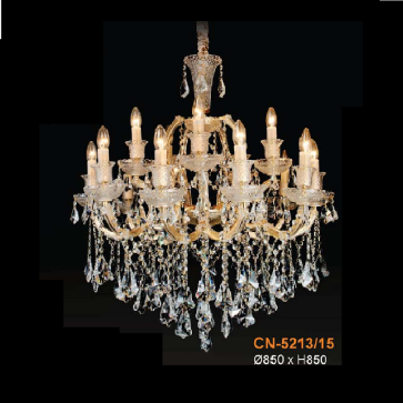 VE - CN - 5213/15: Đèn chùm phale nến 15 tay - KT: Ø850mm  x H850mm - Đèn nến chân E14  x 15 bóng