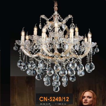 VE - CN - 5249/12: Đèn chùm phale nến 12 tay -  KT: Ø720mm x H720mm - Đèn nến chân E14 x12 bóng