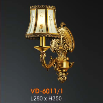 VE - VĐ - 6011/1: Đèn vách đồng chao dù - KT: L280mm x H350mm - Đèn chân E14 x 1 bóng