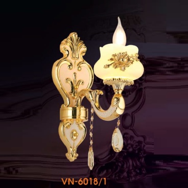 VE - VN - 6018/1: Đèn vách nến chao thủy tinh - KT: L130mm x H360mm - Đèn E14 x 1 bóng