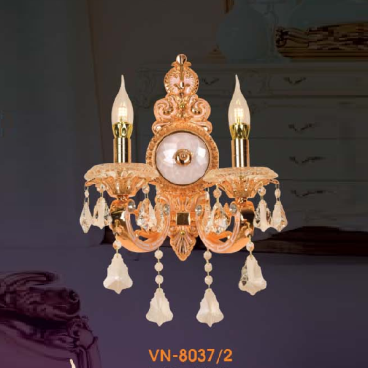 VE - VN - 8037/2: Đèn vách nến đôi, chén thủy tinh - KT: L350mm x H350mm - Đèn  E14 x 2 bóng