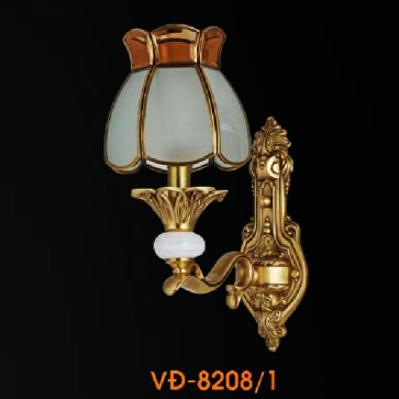 VE - VĐ - 8208/1: Đèn vách đồng chao dù - KT: L230mm x H350mm - Đèn chân E14 x 1 bóng