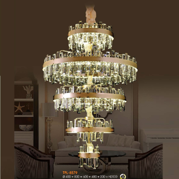 VE - TPL - 8579: Đèn thả Phale - KT: Ø(400+800+600+400+200)mm x H2000mm - Đèn LED đổi 3 màu
