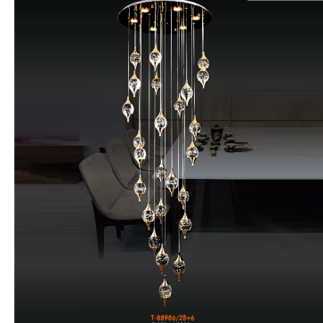 VE -  T - 88796/25+6:  Đèn thả dây chao bi giọt nước LED - KT: Ø600mm x H3000mm - Đèn LED ánh sáng vàng 3000K