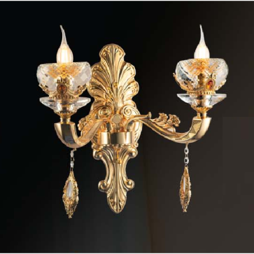 VE - VN - 9093/2: Đèn vách nến đôi,  chao thủy tinh - KT: L400mm x H400mm - Đèn  E14 x 2 bóng