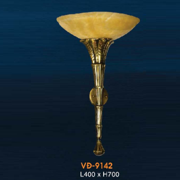 VE - VĐ -  9142: Đèn vách đồng chao đá - KT: L400mm x H700mm - Đèn chân E27 x 1 bóng