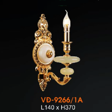 VE - VĐ -  9266/1A: Đèn vách đồng chén đá - KT: L140mm x H370mm - Đèn chân E14 x 1 bóng