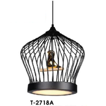 VE - T - 2718A: Đèn thả đơn, hình lồng chim - KT: Ø330mm x H400mm - Đèn LED đổi 3 màu