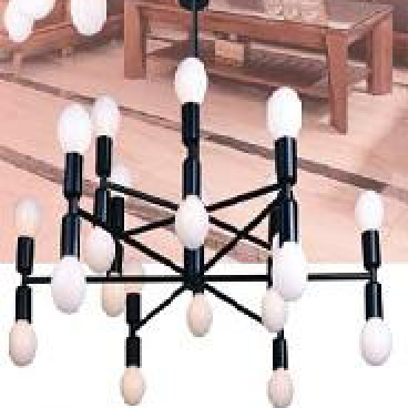 VE - T - 3002/24 đen: Chùm 24 bóng , KT: Ø1000mm*H850mm, Đèn E27*24 bóng tính riêng