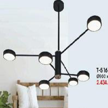 VE -T-5168/3+3: Đèn chùm LED 6 bóng đổi 3 màu, KT: Ø900mm*H450mm,