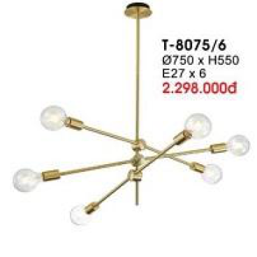 VE - T - 8075/6: Chùm 6 bóng , KT: Ø750mm*H550mm, Bóng E27*6 bóng tính riêng