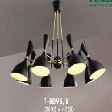 VE-T-8095/8 : Đèn chùm 8 bóng , KT: Ø900m*H550mm, đèn E27*8 bóng tính riêng