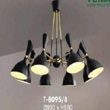 VE-T-8095/8 : Đèn chùm 8 bóng , KT: Ø900m*H550mm, đèn E27*8 bóng tính riêng