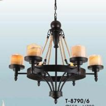 VE - T 8781/6: Đèn chùm 6 tay, KT: Ø600mm*H700mm, bóng đèn E14*6 bóng tính riêng