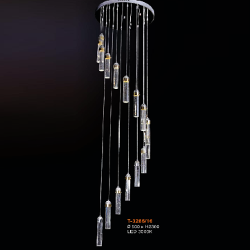 VE -  T- 3286/16: Đèn thả dây thanh thuỷ tinh - KT: Ø500mm x H2300mm - Đèn LED