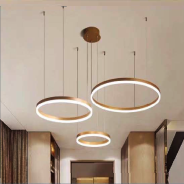 VE - T - 7550/3CF:  Đèn thả 3 vòng LED xi màunâu Cafe - KT: Ø(400+600+800)mm x H2000mm - Đèn LED đổi 3 màu có chức năng tăng giảm ánh sáng