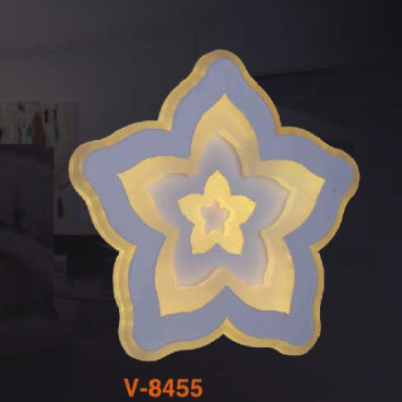 VE - V - 8455: Đèn gắn tường LED - KT: L230mm x H230mm - Đèn LED ánh sáng đổi 3 màu