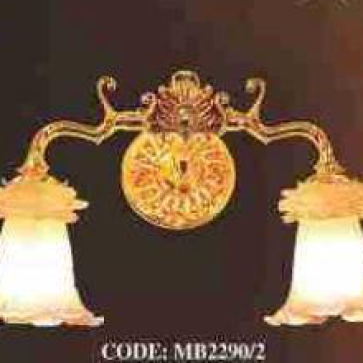 VIR - CODE: 2290/2: Đèn tường 2 bóng thân đồng thau, KT: W380mm*H250mm