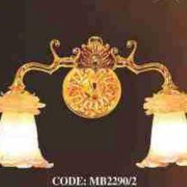 VIR - CODE: 2290/2: Đèn tường 2 bóng thân đồng thau, KT: W380mm*H250mm