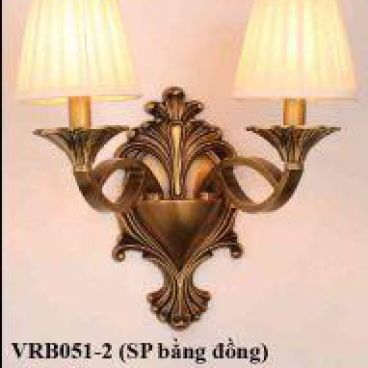 VIR -VR B051 -2: Đèn tường 2 bóng thân đồng , KT: 415*430mm