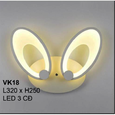 35 - VK18: Đèn gắn tường LED đôi - KT: L320mm x H250mm - Đèn LED đổi 3 màu