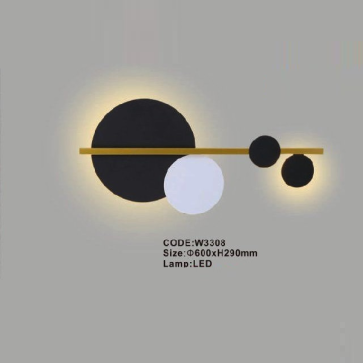 CODE: W3308: Đèn gắn tường chao thủy tinh - KT: Ø600mm x 290mm - Đèn LED