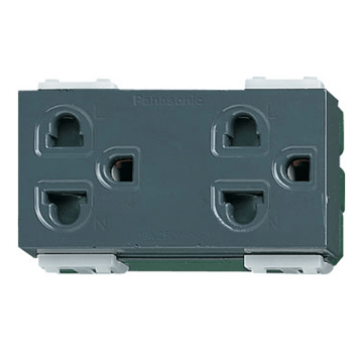 WEV1582H - Ổ cắm đôi có màn che, dây nối đất - 250VAC-16A