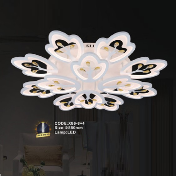 CODE: X86-8+4: Đèn áp trần LED Mica 12 cánh - KT: Ø880mm - Đèn LED đổi 3 màu