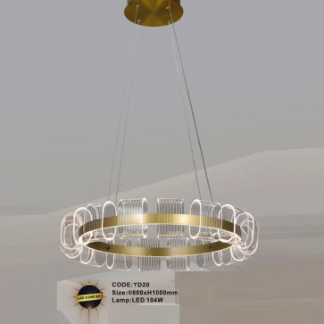 CODE: YD20: Đèn thả vòng LED - KT: Ø800mm x H1000mm - Đèn LED 104W ánh sáng đổi 3 màu