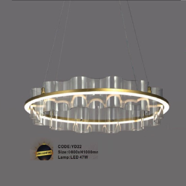 CODE: YD22: Đèn thả vòng LED - KT: Ø800mm x H1000mm - Đèn LED 47W ánh sáng đổi 3 màu